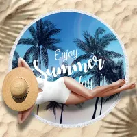 1 Piece Microfiber Beach Towels, Beach Towel With Mashlí, Large Round Beach Deka, For Beach Travel, Camping, Party, Holiday, Beach Necessities, Beach Accessories © Today's Best Daily Offers