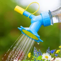 Handy threaded PET bottle adapter to facilitate flower watering