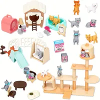 Jocul pisicilor - Figurine pisici + Set de joc + Adăpost pentru animale