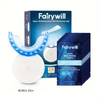 Bílé Zuby Od Fairywill: Sada pro Bělení Zubů se LED Světlem (28 Pásků pro Citlivé Zuby) v Nabíjecím Pouzdře