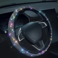 Steering wheel cover with glittering rhinestones