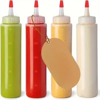 Set of 4 bottles for sauces and dressings for barbecue, baking, camping and picnic