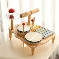 Wooden kit of drums - sensory and educational musical toy