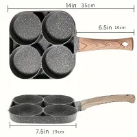 Non-stick pan for pancakes and fried eggs with 4 holes and wooden handles