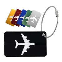 Baggage labels for suitcases, 6 packing luggage tags for suitcases made of aluminium alloy with steel loop (random color)