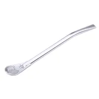 Stainless steel spoon with straw