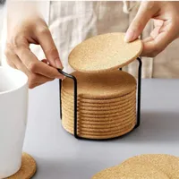 Set of 10 round cork coasters Jannet