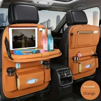 1pc Luxury leather storage bag and table for the back seat of the car