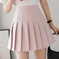 Women's modern comfortable single-colored folded skirt in A-cut