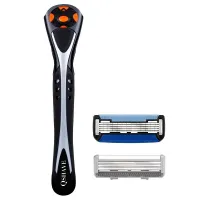 Manual shaving machine for men Men shaving machine with two spare stainless steel blades Shaving machine with lubricant strip with Aloe Vera and vitamin E 14.8 x 4.4 x 2 cm