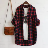 Girls Loose Plus Size Plaid Shirt