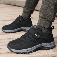 Baskets en tricot respirantes pour homme avec velcro, chaussures confortables à semelle souple pour la course en extérieur