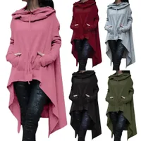 Ladies irregular hooded sweater