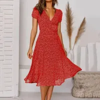 Női lélegző divat ruha piros színben