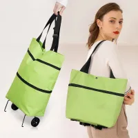 Foldable shopping bag with wheels