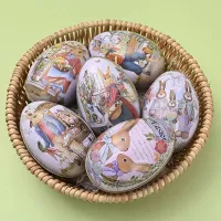 Praktikus tojás alakú cukorkásdobozok húsvéti motívummal