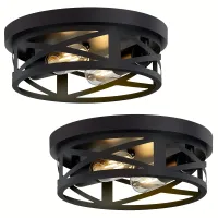 2pcs Black Ceiling Light With Low Profile, Hinge Light, Ceiling Light For Ceiling Hall, Ceiling Light For Kitchen, Bedroom, Living Room, Vila, Exhibition Room, Dining Room, Café (Gallery Not included Packing)