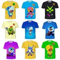 Tricou pentru copii cu mâneci scurte cu printuri ale personajelor preferate din jocul Brawl Stars