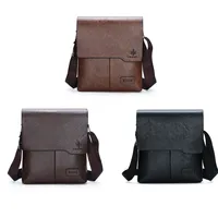 Male vintage leather crossbody briefcase with large capacity