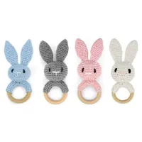 Wooden bite for babies - bunny with rattle and bracelet