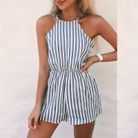 Ladies' casual striped short overall