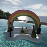 Inflatable floating drinking bar