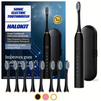 Ultrasonic Electric Brush for Teeth - Set for Adult, Charging USB, 8 Fine Adhesives, 6 Cleaning modes