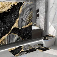 Luxusná kúpeľňa 4v1 - mramorový vzor, 71 x 71 cm, čierna