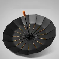 Foldable stylish one-colour durable umbrella with UPF50+ wooden construction