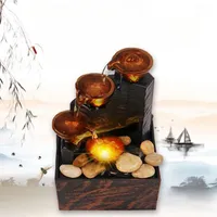 Fântână decorativă pentru acasă Fântână de interior cu ulcioare din bronz Iluminare decorativă cu apă curgătoare alimentată prin cablu USB 17 x 9 x 11 cm