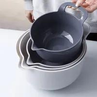 Mixing bowls with lid, 4 pcs, Plastic, Folding