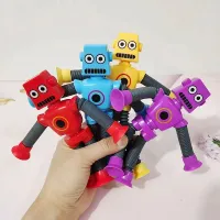 Baby telescopic robotic toy with suction cup for sensory development