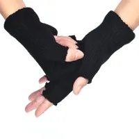 Mănuși tricotate femeie fără degete - Negru