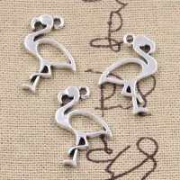 20 stylish pendants in the shape of flamingos - suitable for making your own jewelry, silver color