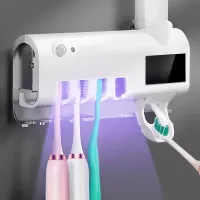 Support intelligent pour brosse à dents avec désinfecteur UV et distributeur automatique de dentifrice