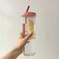 Fľaša na vodu na čaj so skladacou slamkou
