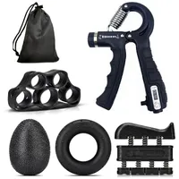 Set of weight-enhancing aids: Forearm booster, hand puller, adjustable finger spreader, grip-enhancing ring, finger-enhancing rehabilitation ball. For men and women.