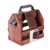 Wooden retro bottle stand with opener