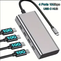 USB C 4 Ports 10 Gb/s USB C 3.2 GEN2 hub Only For Data Transfer From Notebook (does not support Power A Video) USB C hub To USB C Multiport Adapter Pro MacBook Pro Air Chromebook Pro IMac USB Type C hub