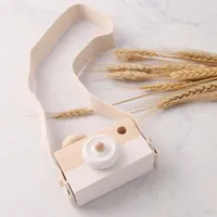 Wooden camera with strap