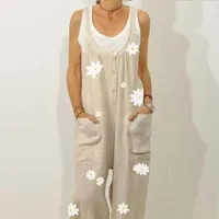 New style cotton and linen jumpsuit with print