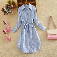 Robe chemise rayée pour femme