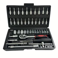 46 piece Ráčnová set with 1/4" sockets - Metric, with Cr-V heads 4-14 mm, extension adapters, for home car repairs