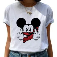 Damska koszulka z krótkim rękawem z nadrukiem Mickey i Minnie