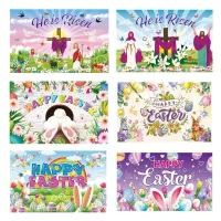 Photo background for Easter party with floral garden motif