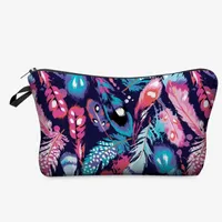 Cosmetic bag with feathers