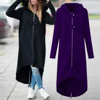 Women's plus size long hoodie Lashay - purple