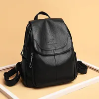 Leather soft women's simple backpack - more variants