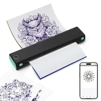 1 pièce, Imprimante de Dessin pour Peinture Artistique - Imprimante Étiquettes Sans Fil avec 10 Feuilles de Papier Tatouage, Imprimante de Tatouage pour Artistes, Tatouage, Imprimante Thermique à Encre pour Impression de Peintures, Tatouages, Logos, Vêtements, Courrier, Imprimante de Dessin pour Téléphone