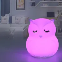 Silikonowe nocne światło LED - Owl